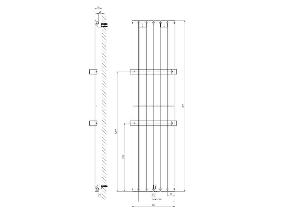 Sapho COLONNA vykurovacie teleso 450x1800 mm, bridlica s textúrou IR147