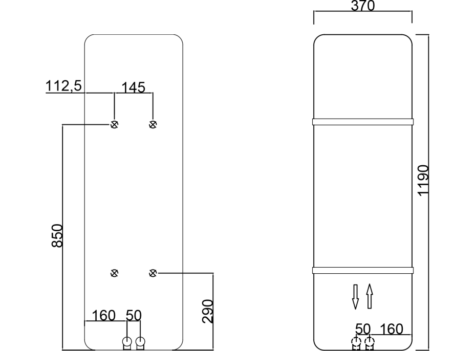 Sapho TABELLA vykurovacie teleso 370x1190 mm, biela mat MI1137