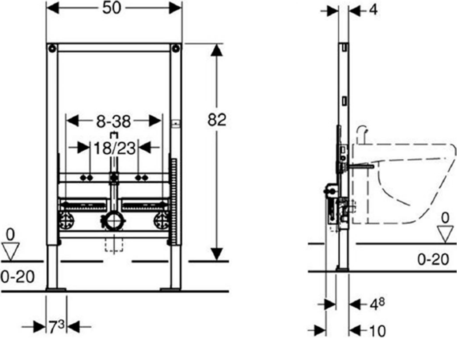 Geberit GEBERIT DUOFIX montážny prvok pre závesný bidet, 82cm, univerzálny 111.515.00.1