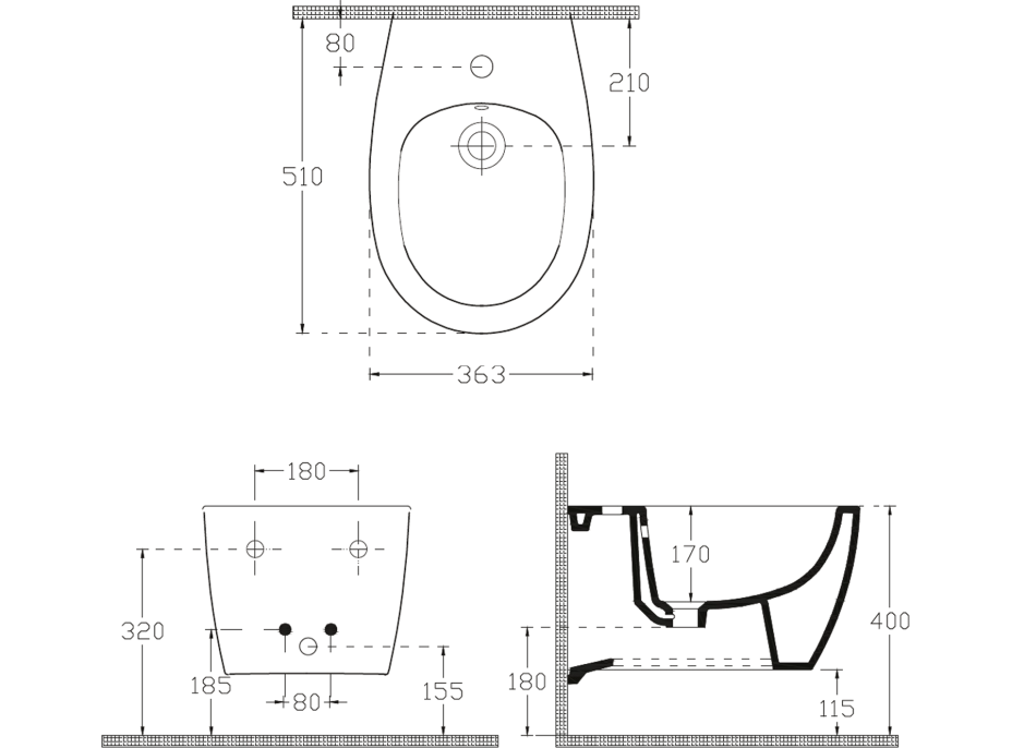 Isvea SENTIMENTI bidet závesný, 36x51cm, biela 10AR41010SV