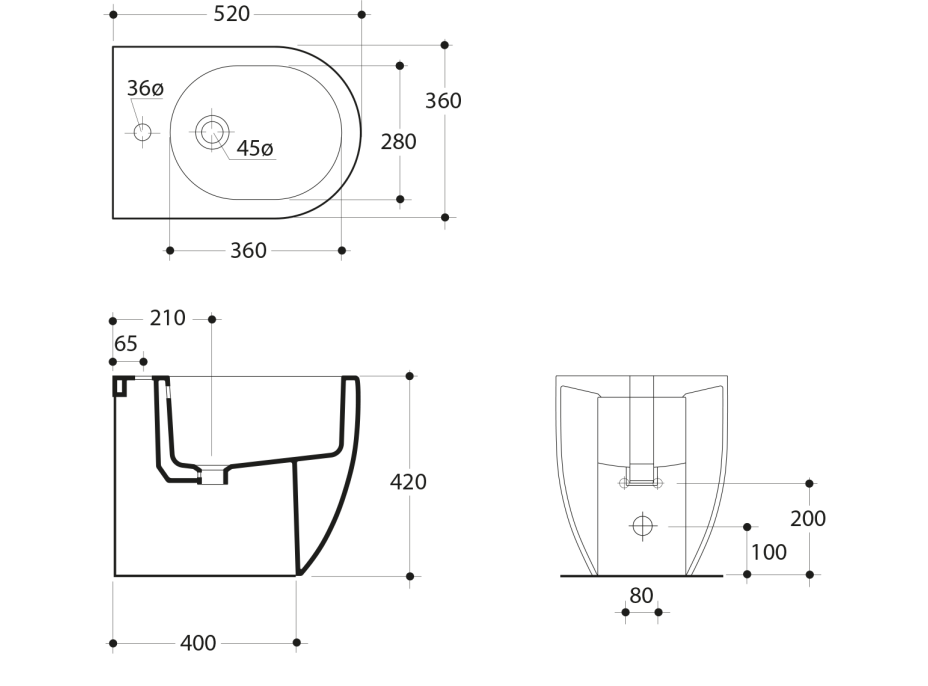 Kerasan FLO bidet stojaci, 36x51, 5cm, biela 312001