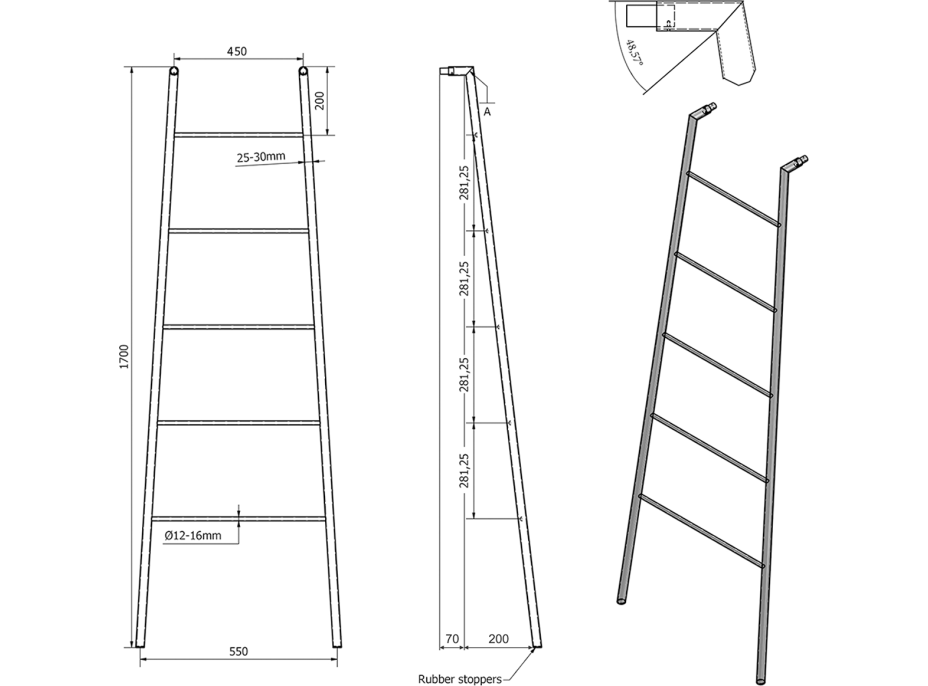 Sapho SEGA sušiak uterákov 550x1700x70 mm, nerez mat SE102