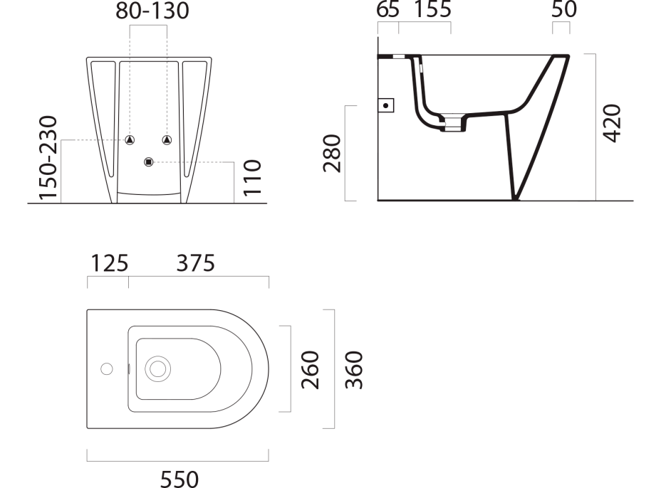 GSI KUBE X bidet stojaci, 36x55cm, čierna mat 9462126