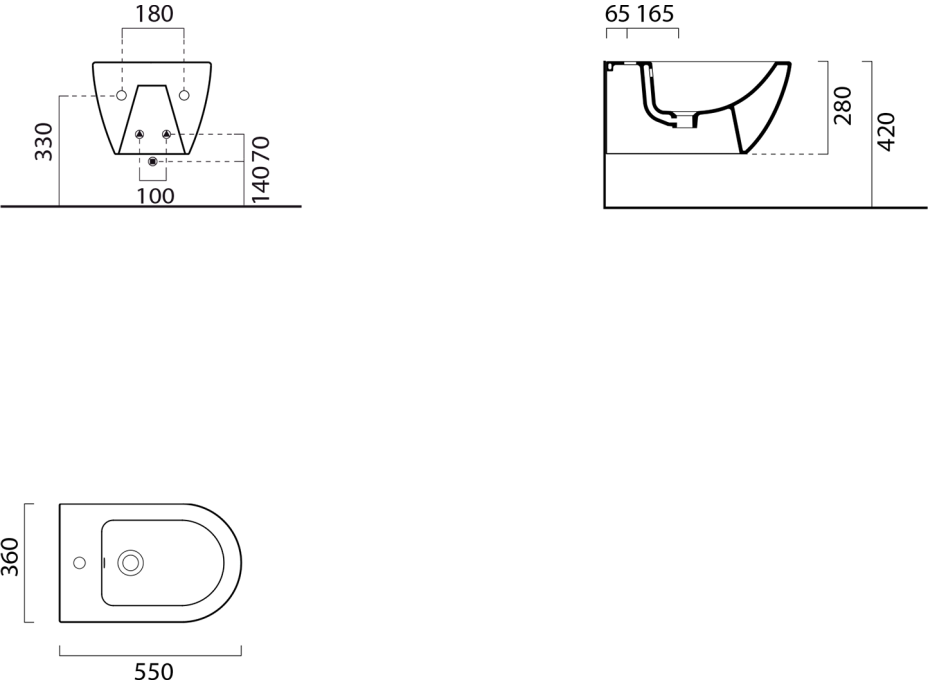 GSI PURA bidet závesný, 36x55cm, cenere mat 8865117