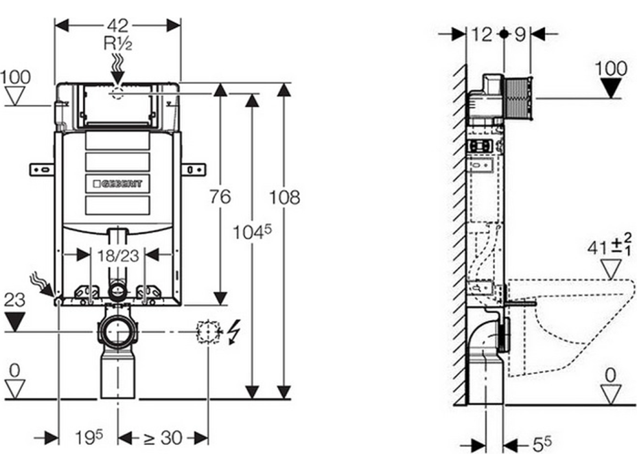 Geberit GEBERIT KOMBIFIX ECO podomietková nádržka pre zamurovanie Sigma 12cm, v. 108cm 110.302.00.5