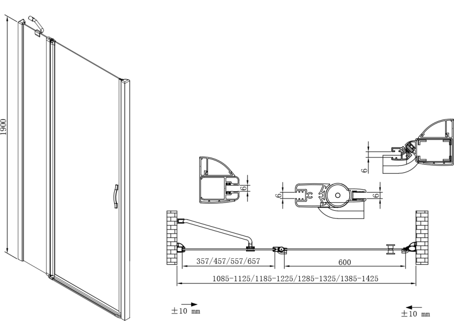 Gelco ONE sprchové dvere do niky 1200 mm, číre sklo GO4412D