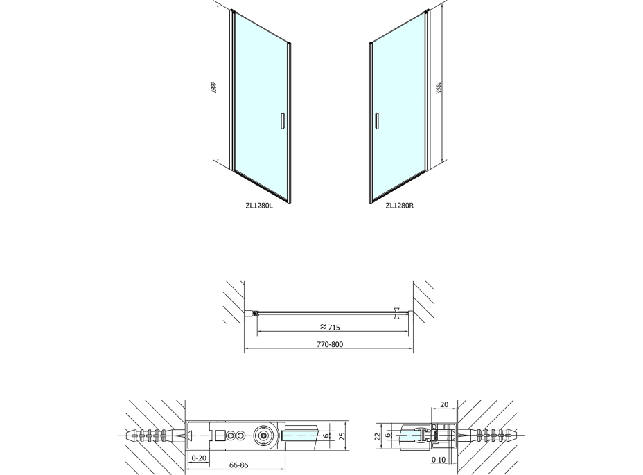Polysan ZOOM LINE sprchové dvere 800mm, číre sklo ZL1280