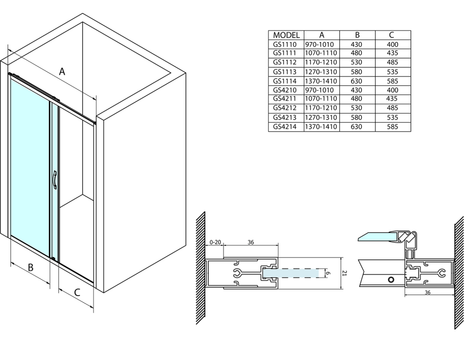 Gelco SIGMA SIMPLY sprchové dvere posuvné 1200 mm, číre sklo GS1112