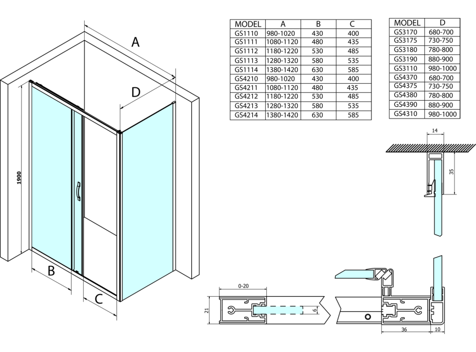 Gelco SIGMA SIMPLY sprchové dvere posuvné 1000 mm, číre sklo GS1110