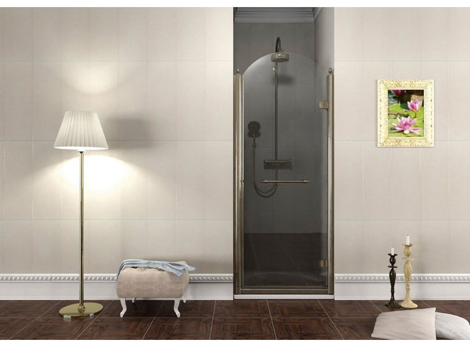Gelco ANTIQUE sprchové dvere otočné, 800mm, pravé, ČÍRE sklo, bronz GQ1380RC