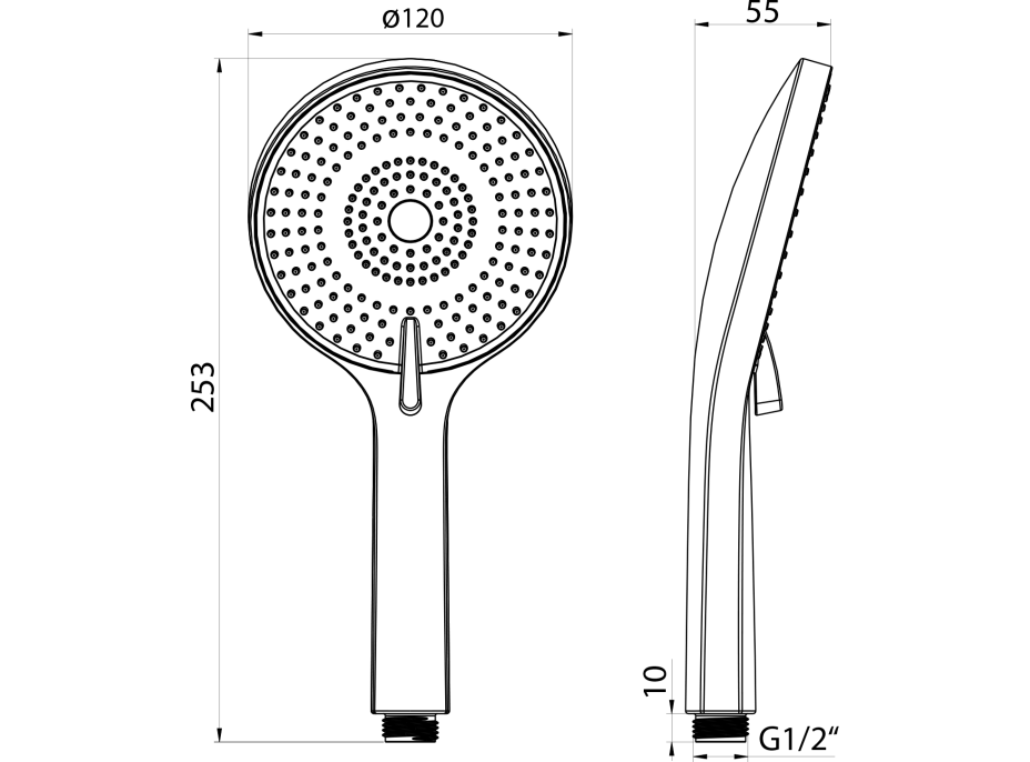 Sapho Ručná masážna sprcha, 3 režimy sprchovania, priemer 120 mm, ABS/čierna mat SK879B