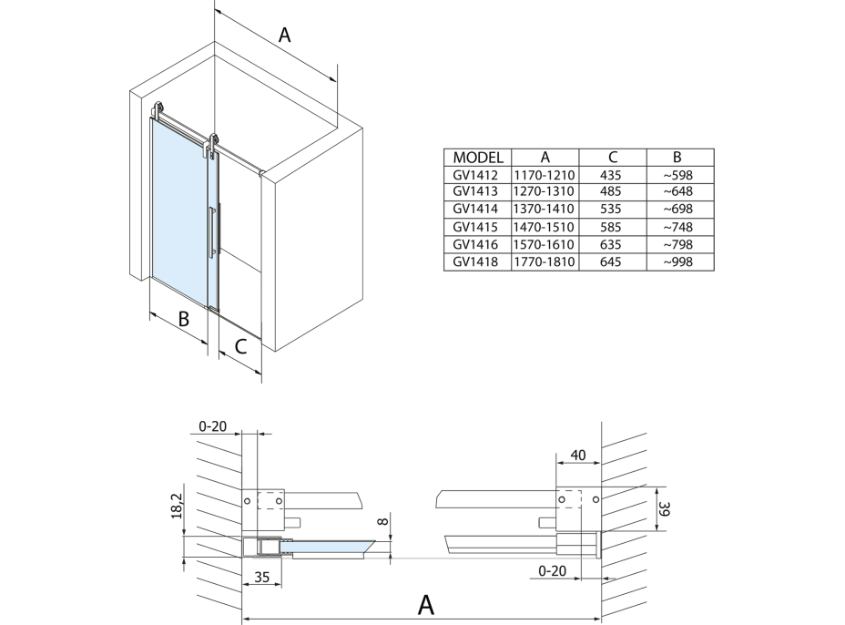 Gelco VOLCANO BLACK sprchové dvere 1500 mm, číre sklo GV1415