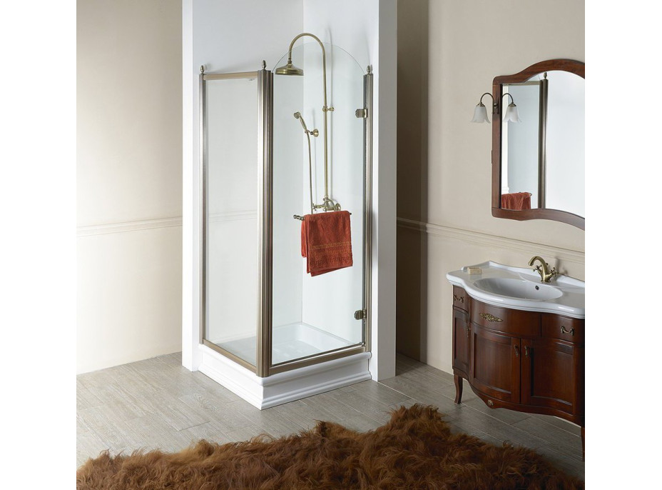 Gelco ANTIQUE sprchové dvere otočné, 800mm, pravé, ČÍRE sklo, bronz GQ1380RC