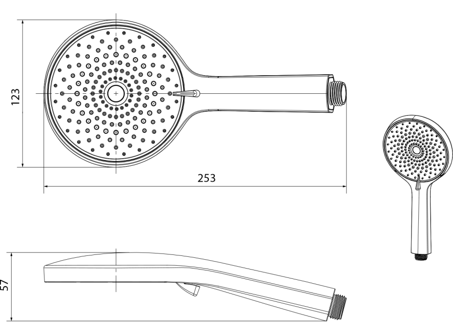 Sapho Ručná masážna sprcha, 4 režimy sprchovania, priemer 123mm, čierna mat 1204-10B