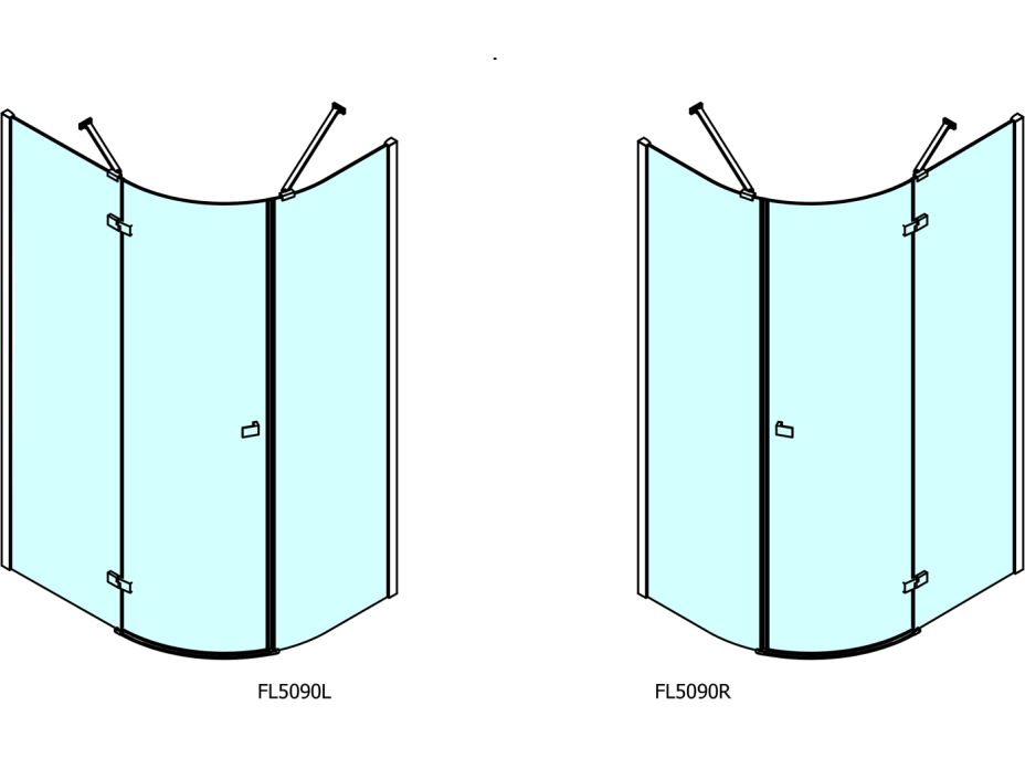 Polysan FORTIS LINE štvrťkruhová sprchová zástena 1100x900x2000, pravá FL5190R