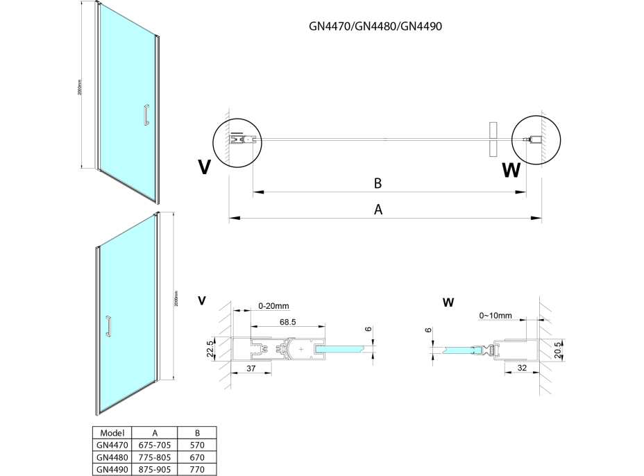 Gelco LORO sprchové dvere 700mm, číre sklo GN4470