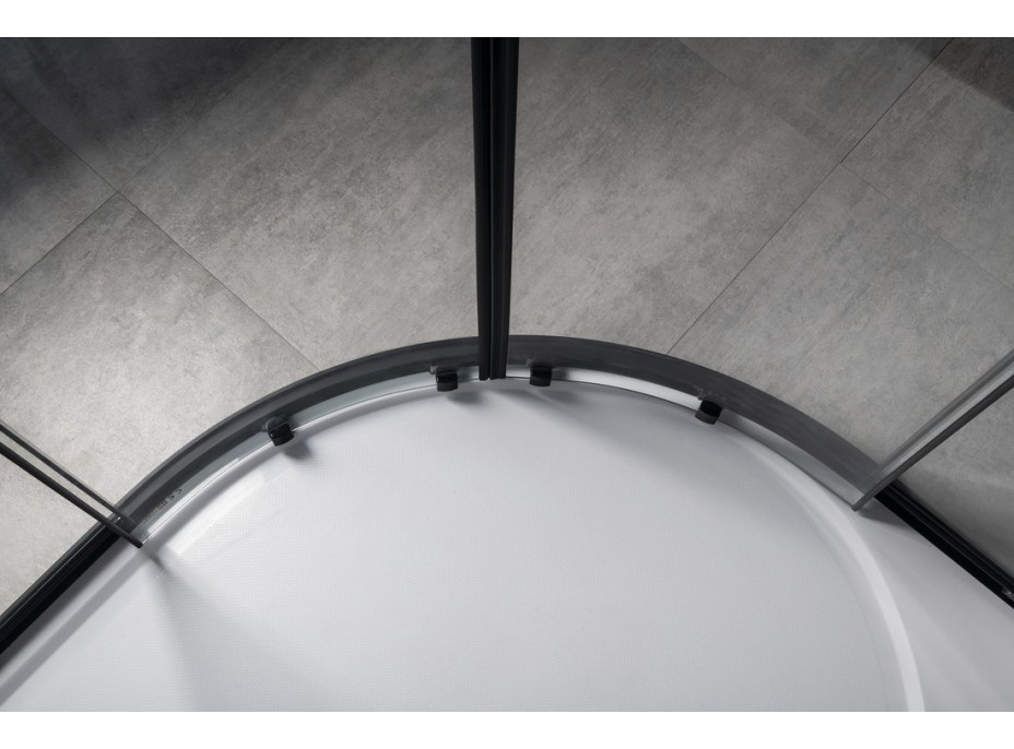 Gelco SIGMA SIMPLY BLACK štvrťkruhová sprchová zástena 900x900 mm, R550, číre sklo GS5590B