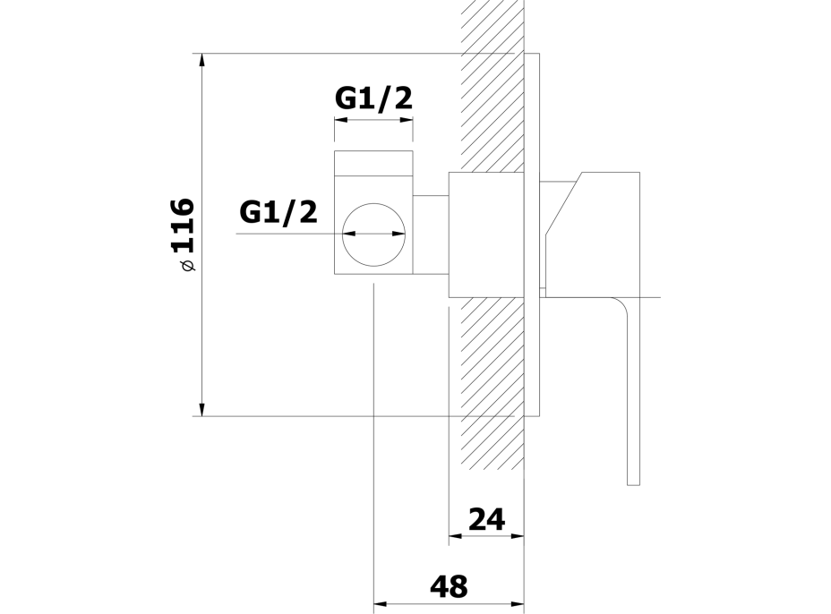 Bruckner SIEGER podomietková sprchová batéria, 1 výstup, chróm 914.041.1
