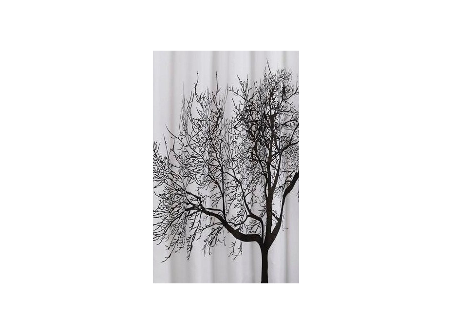 Aqualine Sprchový záves 180x200cm, polyester, čierna/biela, strom ZP008
