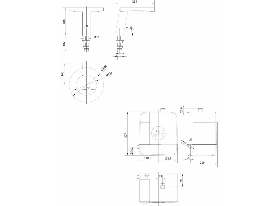 NOFER CONCEPT stojanková senzorová batéria s dávkovačom mydla a sušičom rúk výška 188mm, chróm 01901.B