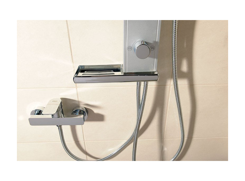 Aqualine ROME sprchový stĺp na napojenie na batériu, hlavová, ručná sprcha, chróm SL760