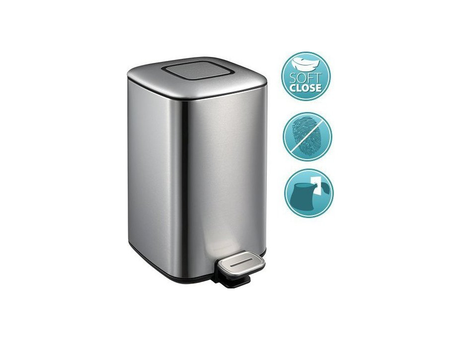 Sapho REGENT odpadkový kôš 6l, Soft Close, nerez mat DR501