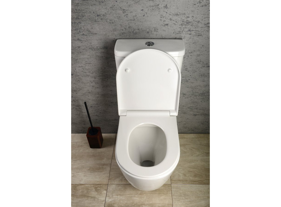 Sapho TURKU RIMLESS WC kombi zvýšený sedák, spodný/zadný odpad, biela PC104WR