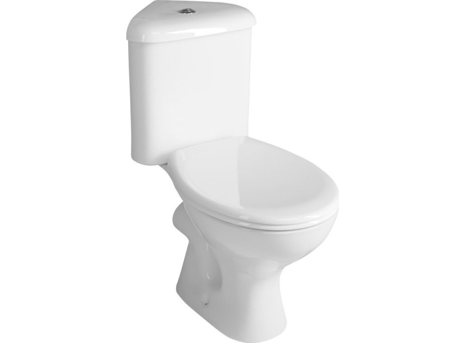 Aqualine CLIFTON rohové WC kombi, dvojtlačítko 3/6l, zadný/spodný odpad, biela FS1PK