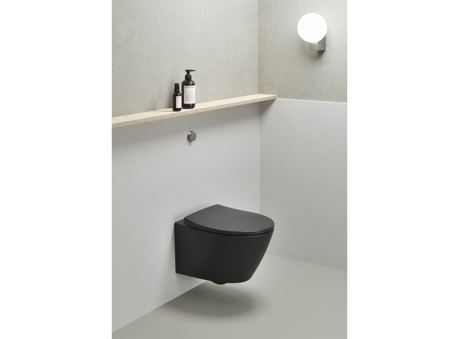 GSI MODO závesná WC misa, Swirlflush, 37x52cm, čierna dual-mat 981626