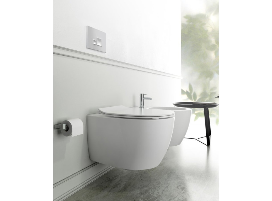 Isvea SENTIMENTI závesná WC misa, Rimless, 36x51cm, biela 10AR02012