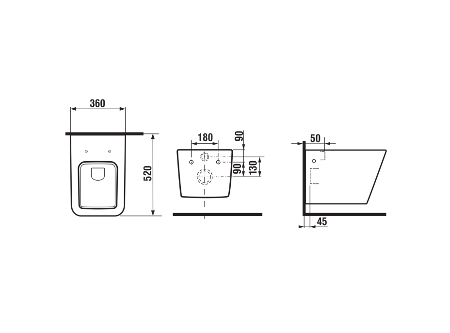 Sapho PORTO závesná WC misa, Rimless, 36x52cm, biela PZ102WR