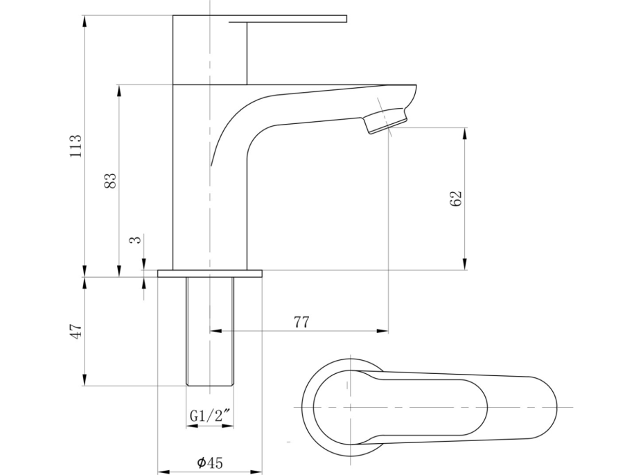 Sapho SMALL stojankový umývadlový ventil, 113mm, chróm SM23