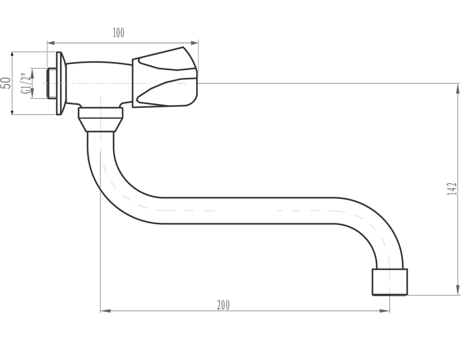 Aqualine Nástenný ventil 1/2", otočná hubica, chróm ZY1812