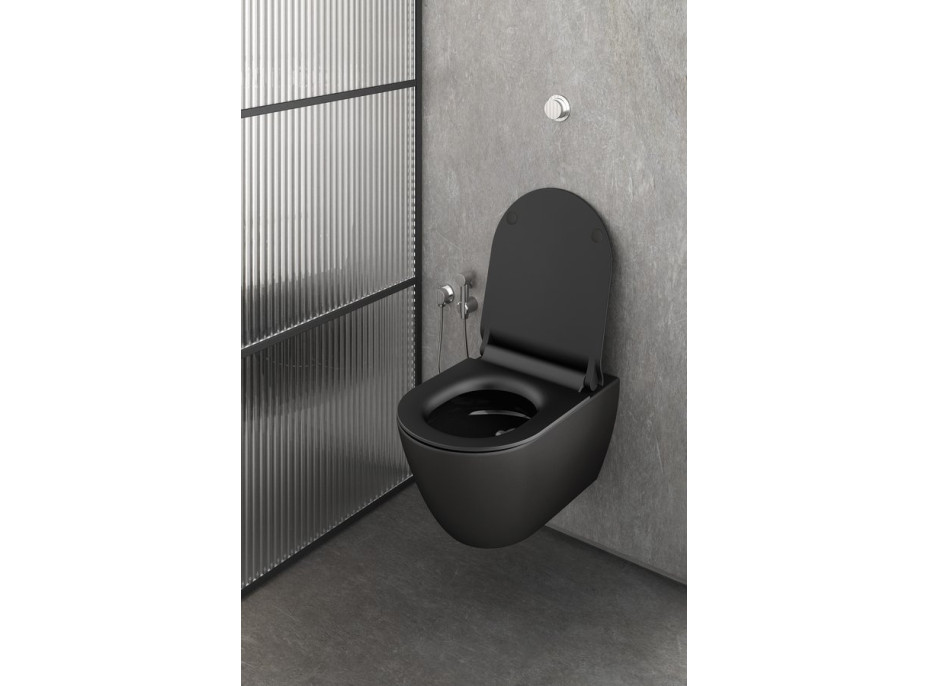 GSI PURA závesná WC misa, Swirlflush, 36x50cm, čierna dual-mat 881626