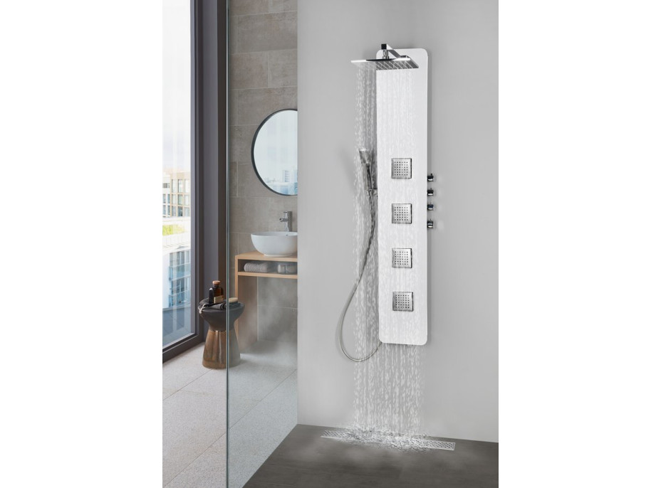 Polysan SPIRIT SQUARE termostatický sprchový panel nástenný, 250x1550mm, biela 81151