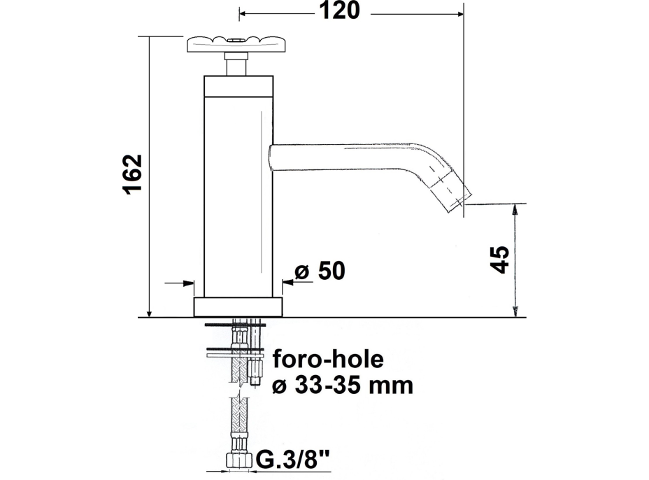 Sapho INDUSTRY stojanková umývadlová batéria bez výpuste, výška 162 mm, nikel/čierna 5102TT8