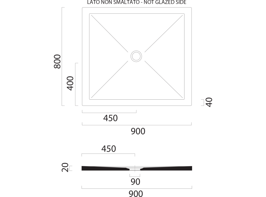 GSI Keramická sprchová vanička, obdĺžnik 90x80x2cm, biela mat 46090809