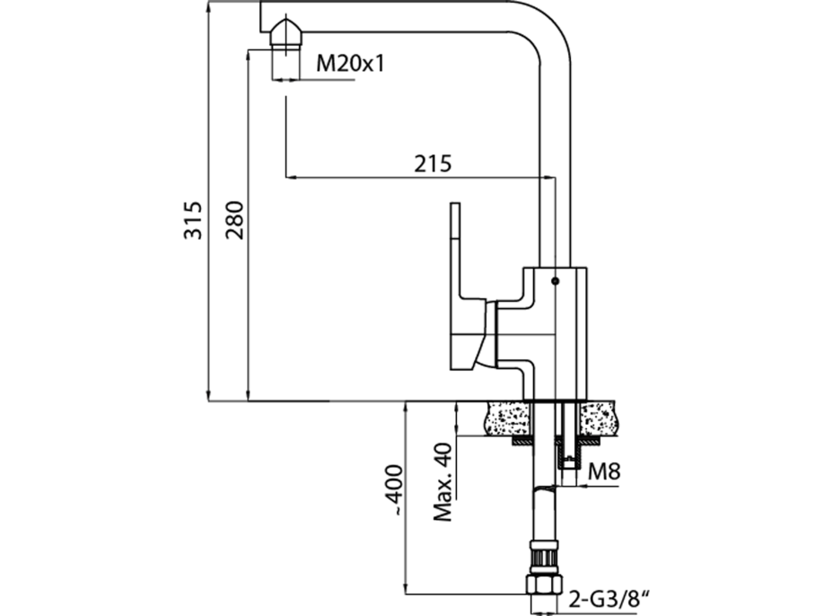 Sapho INOVA stojanková drezová batéria, čierna RH125B