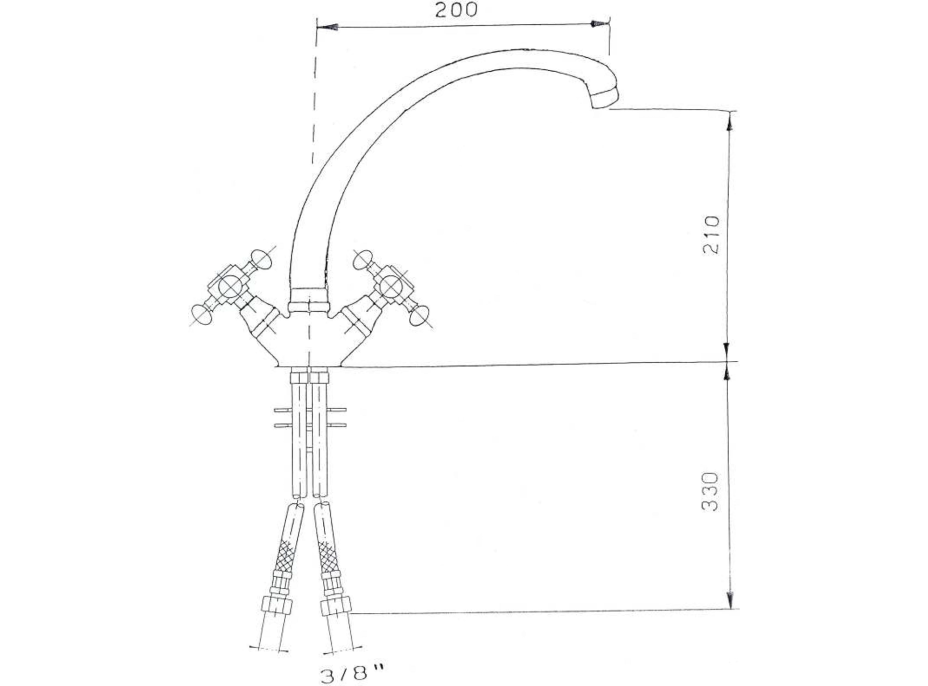 Sapho ANTEA stojančeková drezová batéria, výška 265mm, chróm 3111