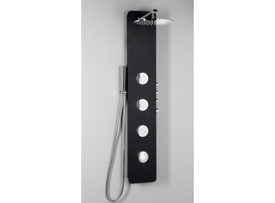 Polysan SPIRIT ROUND termostatický sprchový panel nástenný, 250x1550mm, čierna 71251