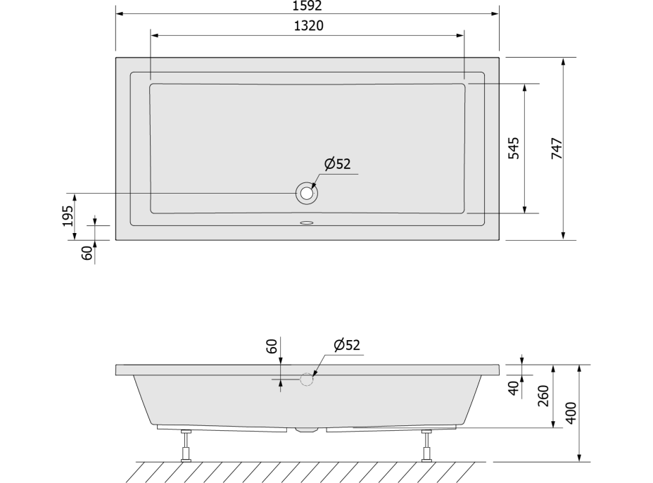 Polysan DEEP hlboká sprchová vanička, obdĺžnik 160x75x26cm, biela 72385