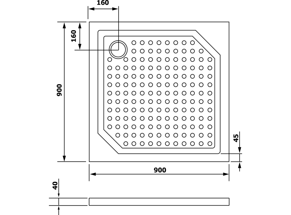 Gelco ANETA90 sprchová vanička z liateho mramoru, štvorec 90x90cm GA009