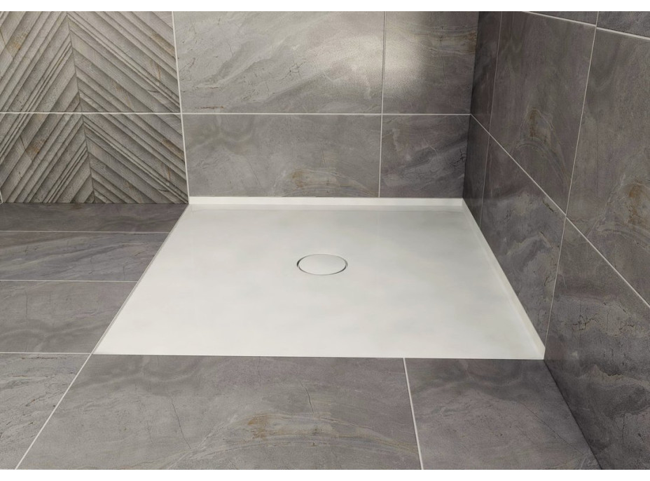Polysan MIRAI sprchová vanička z liateho mramoru, obdĺžnik 90x80x1,8cm, pravá, biela 73168