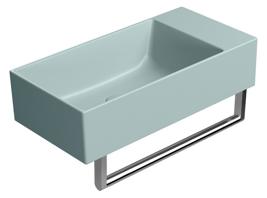 GSI KUBE X keramické umývadlo 50x25cm, bez otvoru, pravé/ľavé, ghiaccio mat 9486015