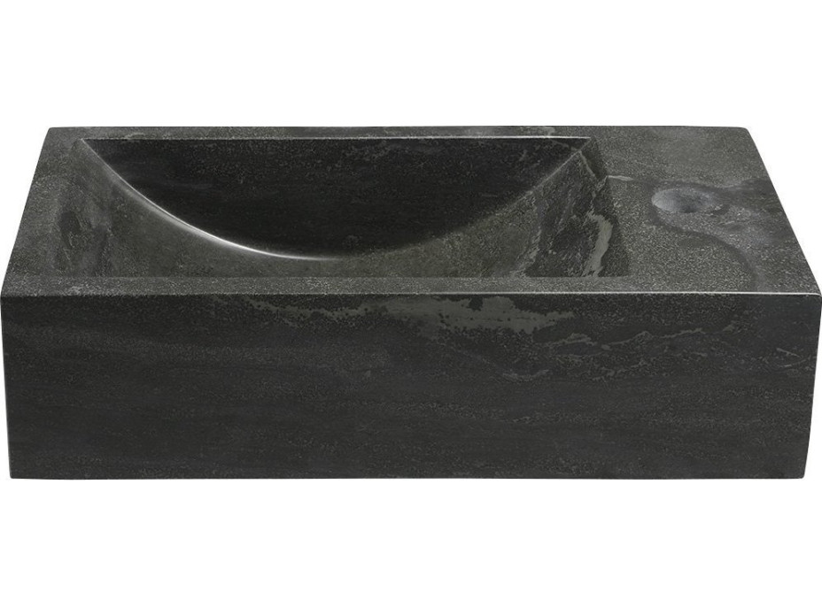 Sapho BLOK kamenné umývadlo 40x22cm, batéria vpravo, antracit 2401-28