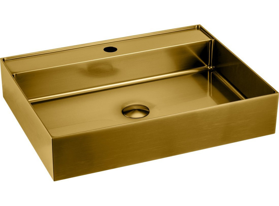 Sapho AURUM nerezové umývadlo, 55x42 cm, vrátane výpuste, zlato mat AU202