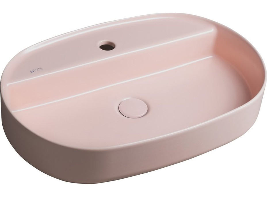 Isvea INFINITY OVAL keramické umývadlo na dosku, 60x40cm, ružová Salmon 10NF65060-2S