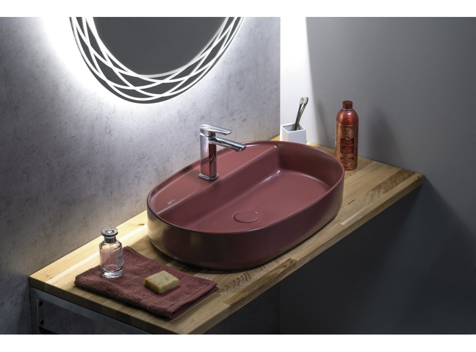 Isvea INFINITY OVAL keramické umývadlo na dosku, 60x40cm, maroon red 10NF65060-2R