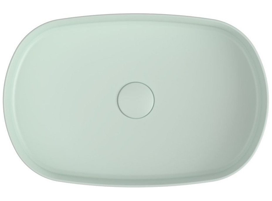 Isvea INFINITY OVAL keramické umývadlo na dosku, 55x36cm, zelená mint 10NF65055-2T