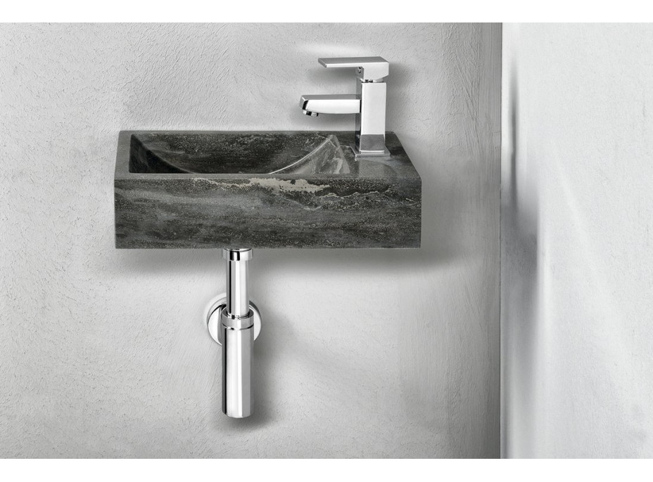 Sapho BLOK kamenné umývadlo 40x22cm, batéria vpravo, antracit 2401-28